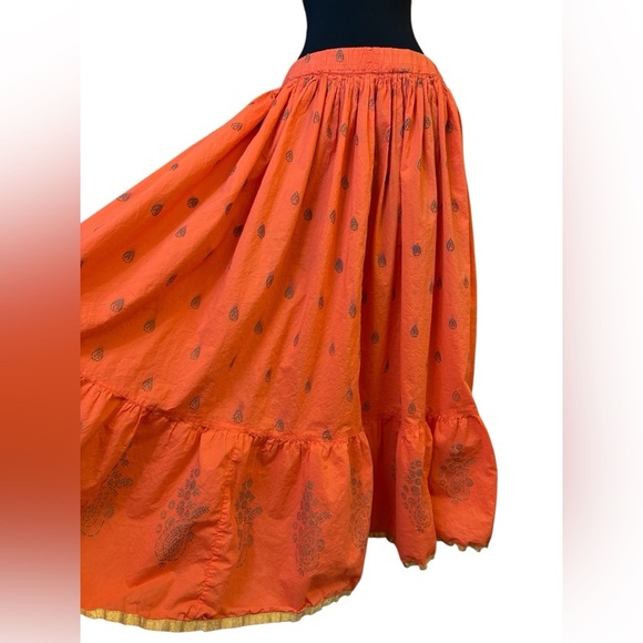 Vintage Orange Maxi Ruffled Circle Skirt - Picture 7 of 10